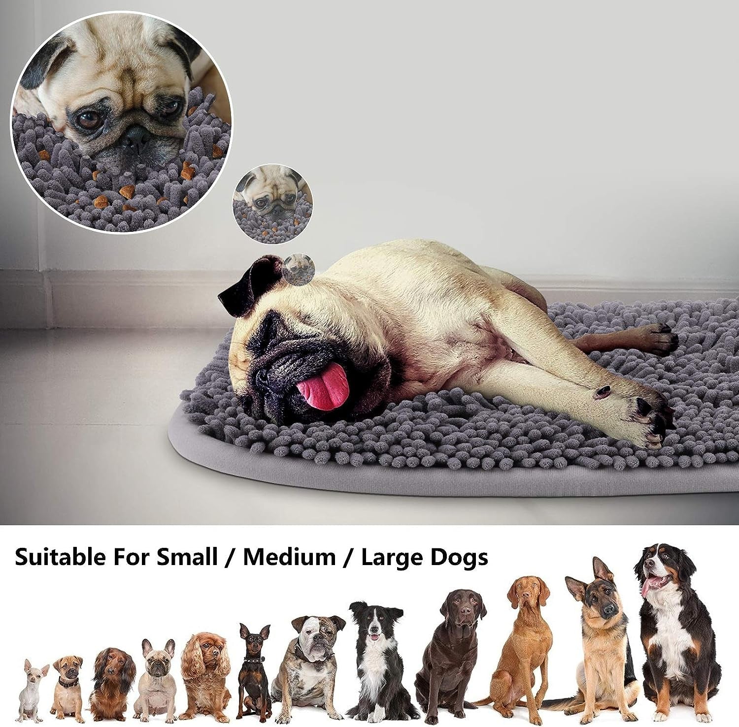 Snuffle Mat for Dogs, 17'' X 21'' Dog Sniffing Interactive Feeding Game Boredom, Puzzle Toys Encourages Natural Foraging Skills and Stress Relief Small/Medium/Large Dogs